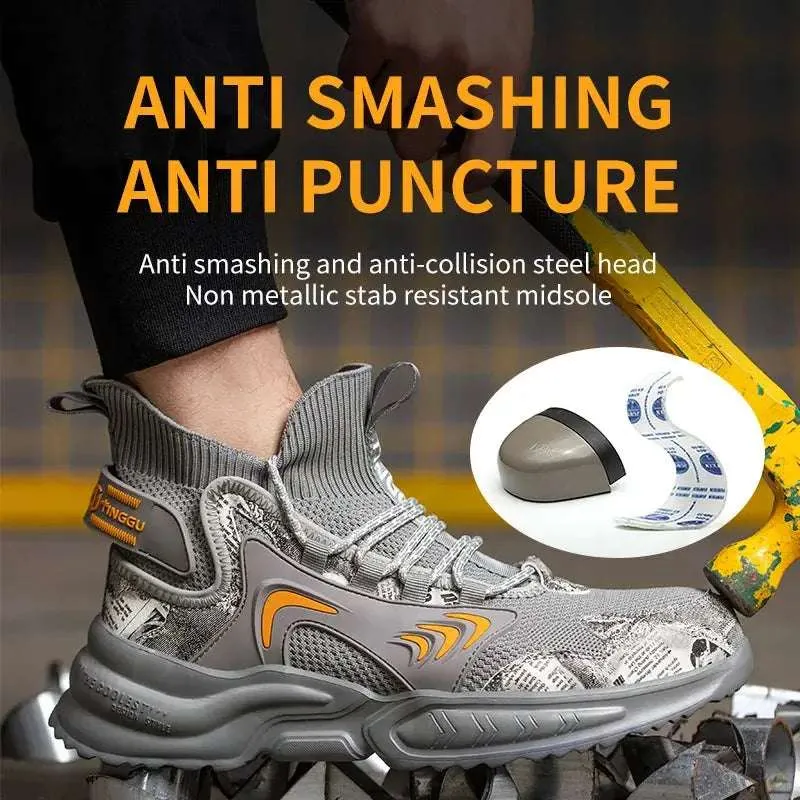 Luminous Steel Toe Work Sneakers – Anti-Slip, Comfortable Safety Footwear