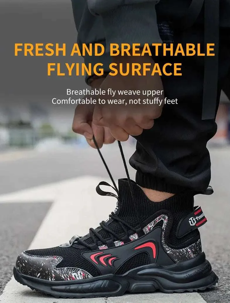 Luminous Steel Toe Work Sneakers – Anti-Slip, Comfortable Safety Footwear
