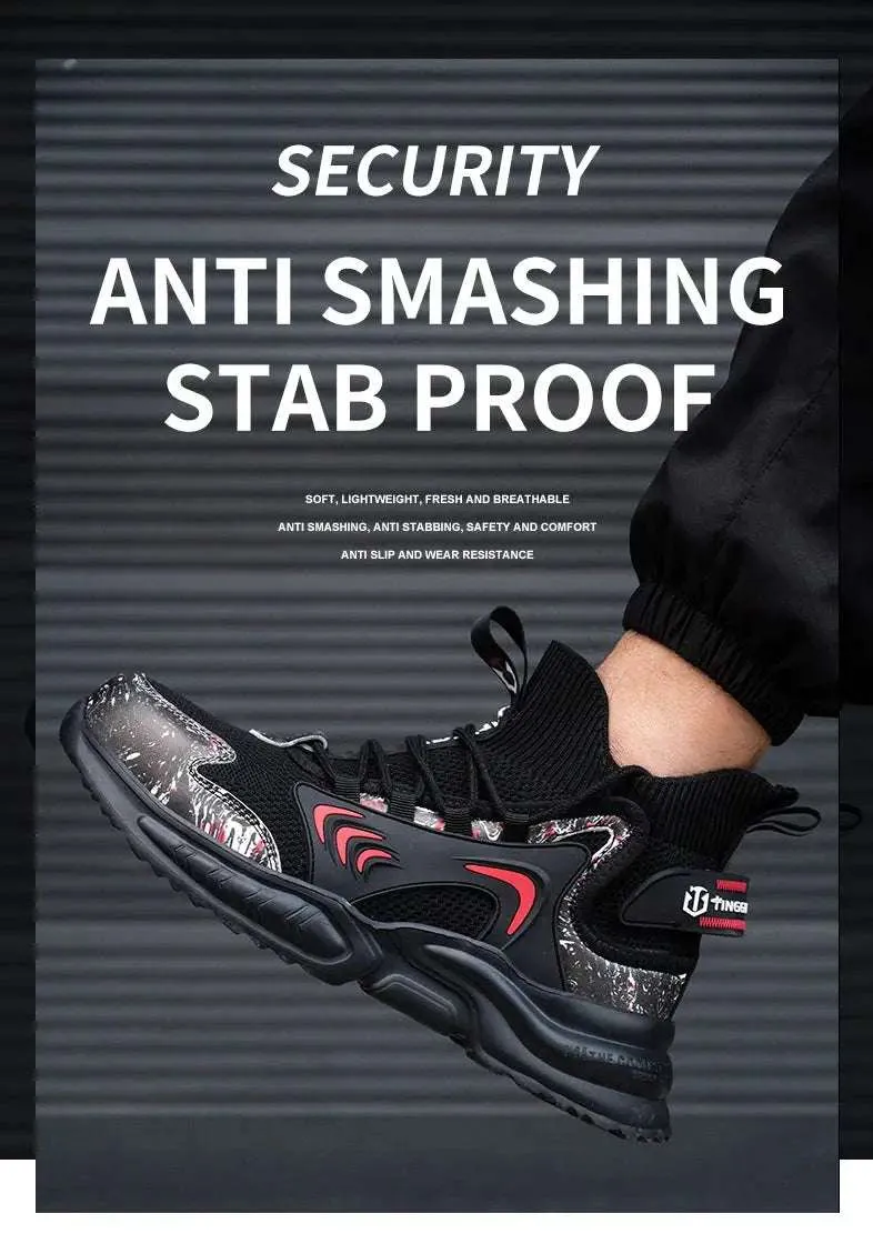 Luminous Steel Toe Work Sneakers – Anti-Slip, Comfortable Safety Footwear