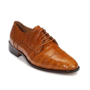 Mauri Designer Shoes Exotic Skin Men's Baby Alligator Cognac Oxfords 4896 (MA4918)