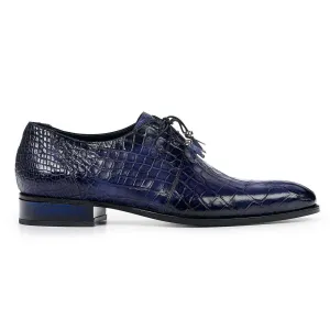 Mauri Designer Shoes Exotic Skin Men's Rovere Wonder Blue Alligator Body Oxfords 4851(MA4803)