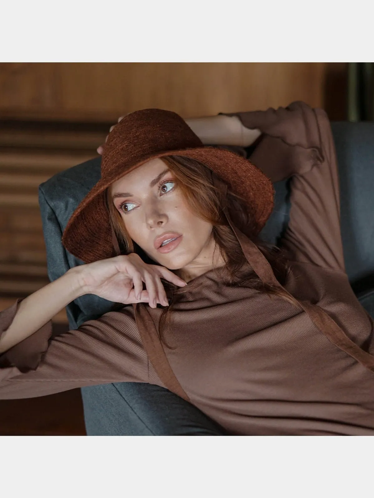 MEG Jute Straw Hat In Burnt Sienna