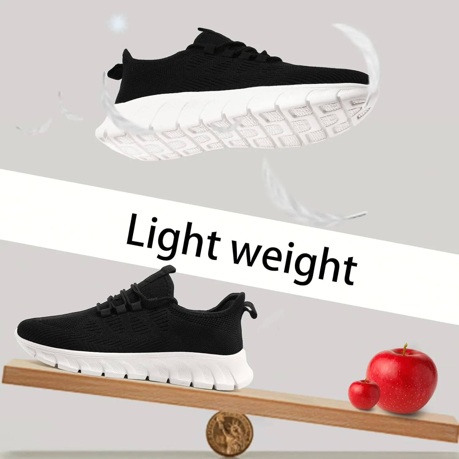 Men Tennis Shoes Running Shoes - Gym Sneakers Shoes Walking Workout Shoes Non Slip Walking Athletic Slip on Breathable Mesh Comfortable Lightweight Casual Fashion Sports Shoes