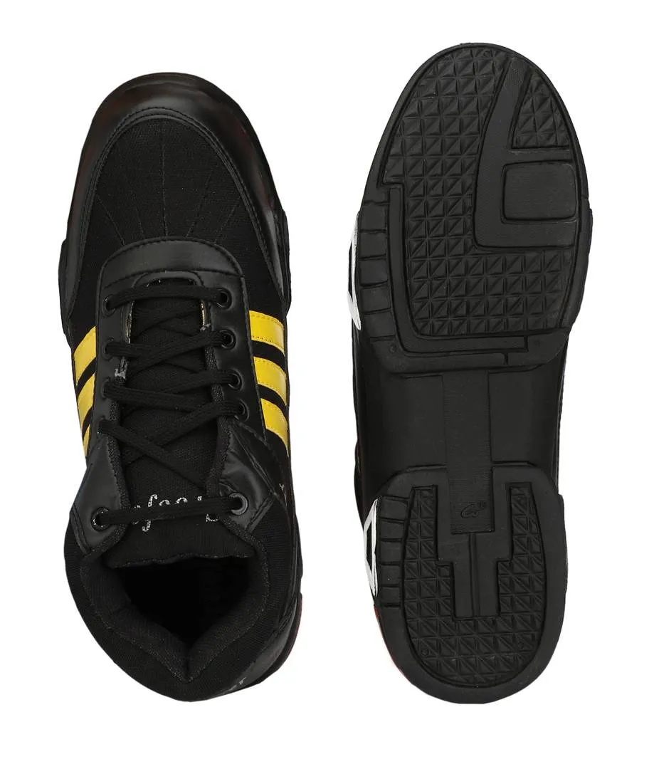 Men's Black And yellow High Top Synthetic Sport Shoes