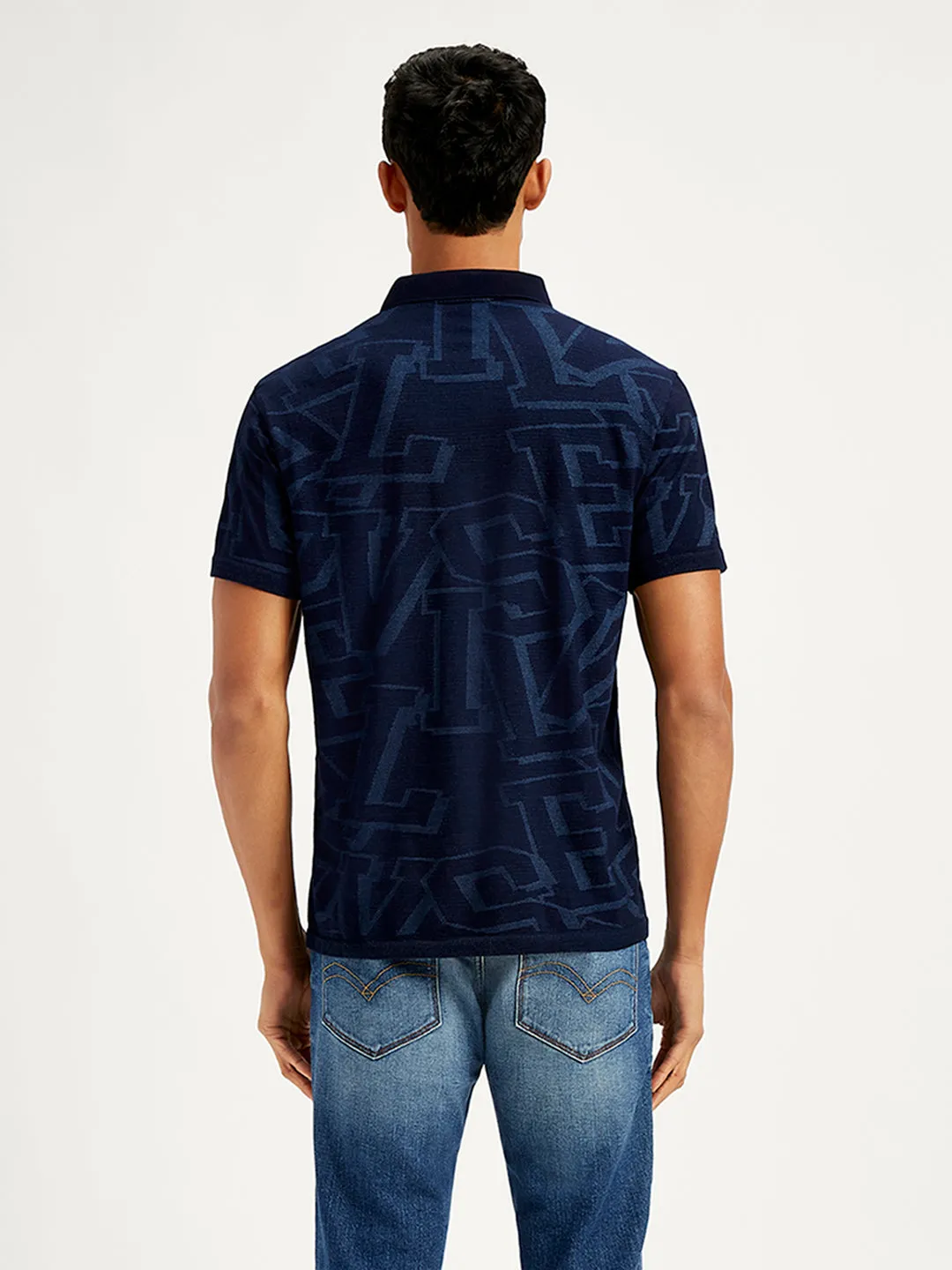 Men's Typographic Print Slim Fit Polo T-Shirt