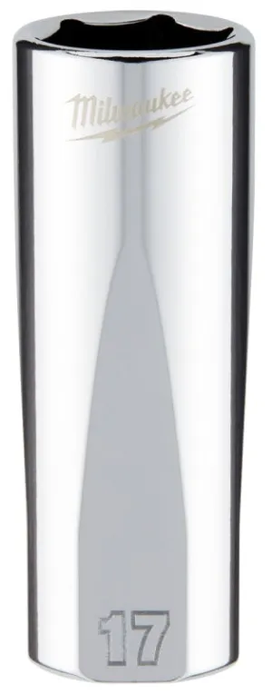 Milwaukee 45-34-0117 Socket, 17 mm Socket, 3/8 in Drive, 6-Point, Chrome Vanadium Steel, Chrome :CD: QUANTITY: 1