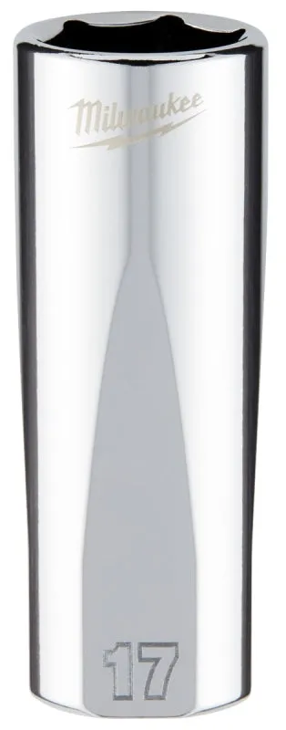 Milwaukee 45-34-0117 Socket, 17 mm Socket, 3/8 in Drive, 6-Point, Chrome Vanadium Steel, Chrome :CD: QUANTITY: 1