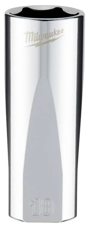 Milwaukee 45-34-0118 Socket, 18 mm Socket, 3/8 in Drive, 6-Point, Chrome Vanadium Steel, Chrome :CD: QUANTITY: 1