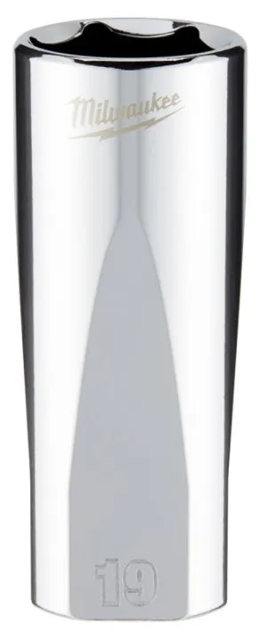 Milwaukee 45-34-0119 Socket, 19 mm Socket, 3/8 in Drive, 6-Point, Chrome Vanadium Steel, Chrome :CD: QUANTITY: 1