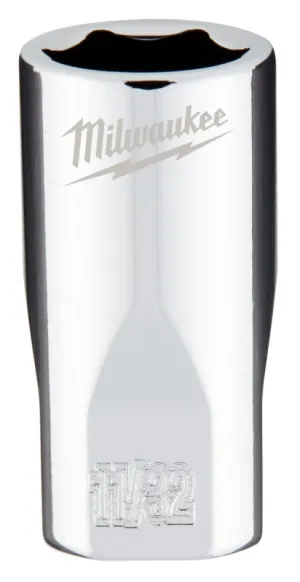 Milwaukee 45-34-9006 Socket, 11/32 in Socket, 1/4 in Drive, 6-Point, Chrome Vanadium Steel, Chrome :CD: QUANTITY: 1