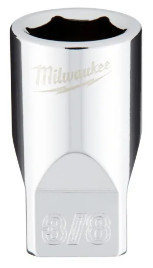 Milwaukee 45-34-9007 Socket, 3/8 in Socket, 1/4 in Drive, 6-Point, Chrome Vanadium Steel, Chrome :CD: QUANTITY: 1