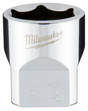 Milwaukee 45-34-9068 Socket, 3/4 in Socket, 3/8 in Drive, 6-Point, Chrome Vanadium Steel, Chrome :CD: QUANTITY: 1
