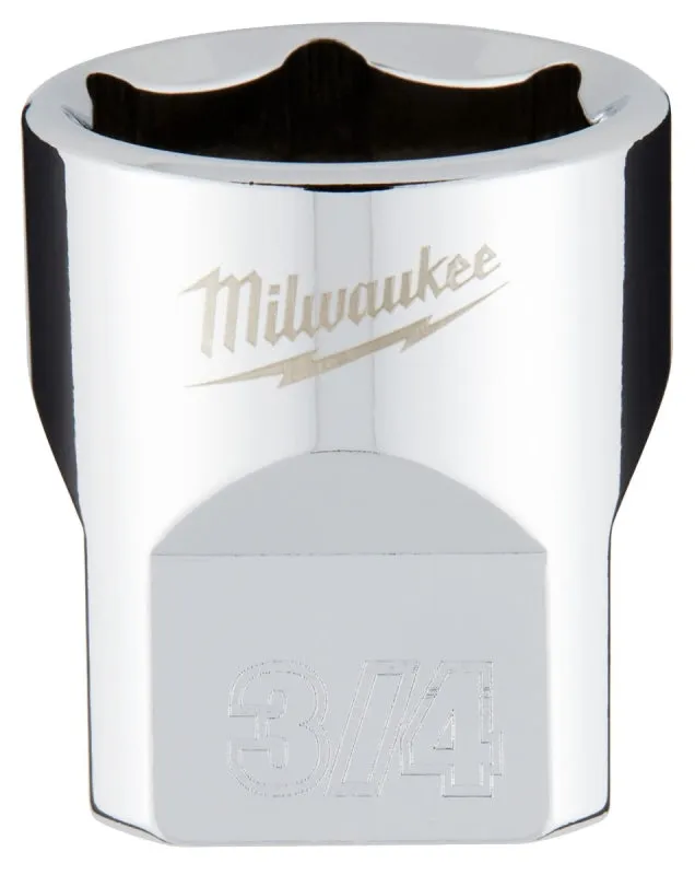 Milwaukee 45-34-9068 Socket, 3/4 in Socket, 3/8 in Drive, 6-Point, Chrome Vanadium Steel, Chrome :CD: QUANTITY: 1