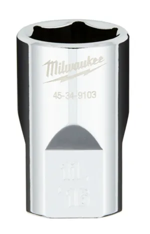 Milwaukee 45-34-9103 Socket, 11/16 in Socket, 1/2 in Drive, 6-Point, Chrome Vanadium Steel, Chrome :CD: QUANTITY: 1