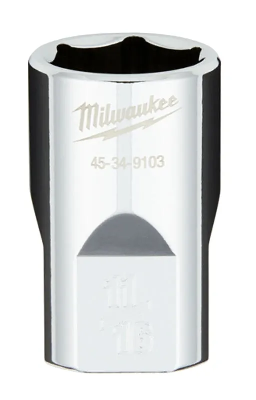 Milwaukee 45-34-9103 Socket, 11/16 in Socket, 1/2 in Drive, 6-Point, Chrome Vanadium Steel, Chrome :CD: QUANTITY: 1
