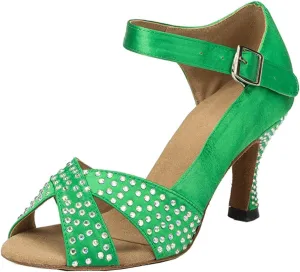 Minishion Women's TH038 Sparkling Satin Wedding Ballroom Latin Taogo Dance Sandals