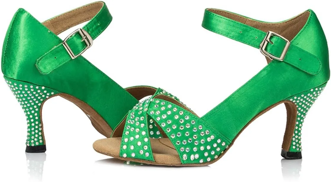 Minishion Women's TH038 Sparkling Satin Wedding Ballroom Latin Taogo Dance Sandals
