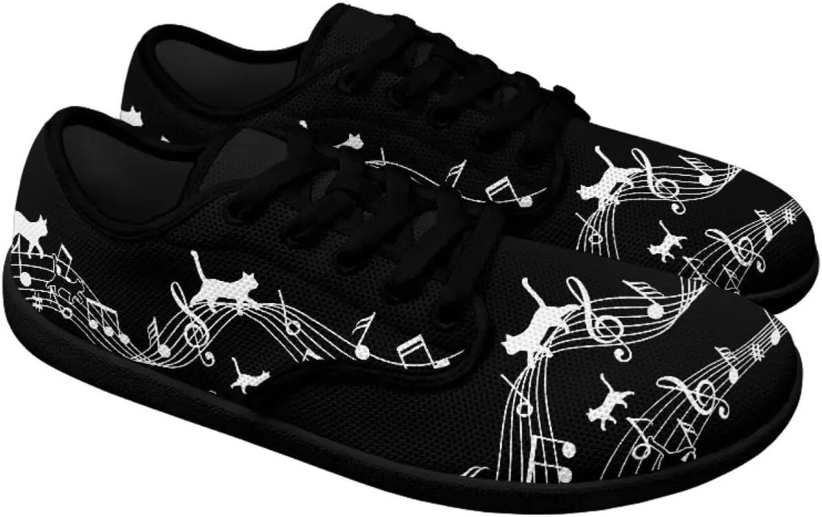 Music Symbol Womens Barefoot Shoes Walking Comfort Knit Low Cut Breathable Minimalist Dressy for Gym Fitness