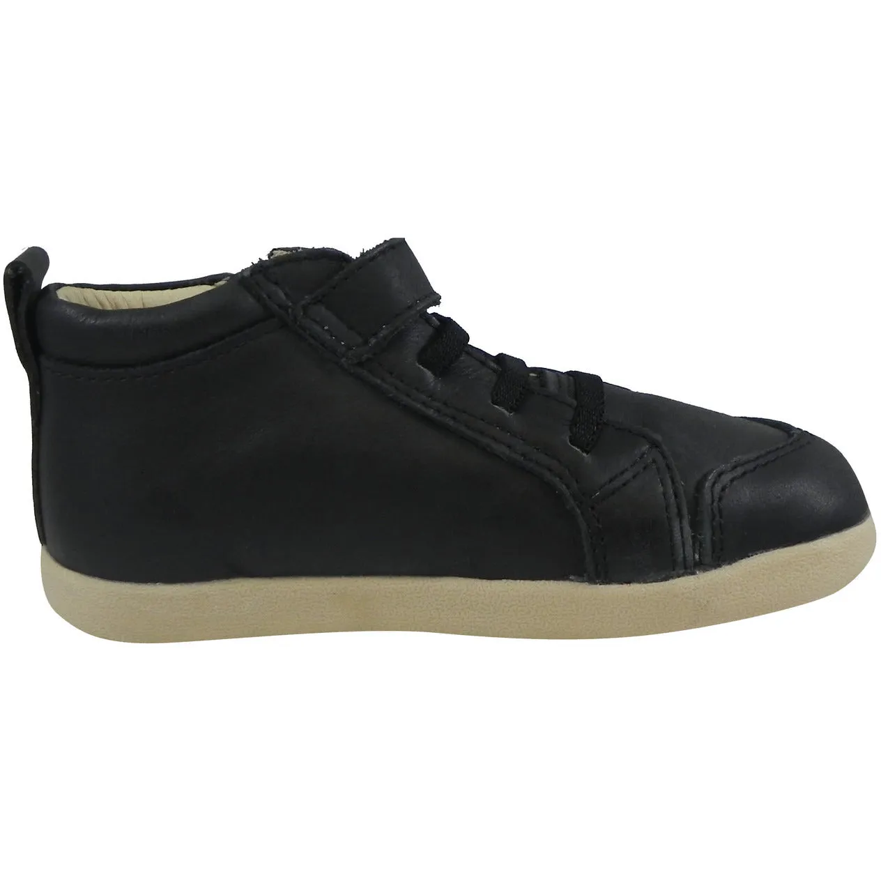Old Soles Boy's 369 Black Sure Step Leather Zip Up Stretch Lace Sneakers