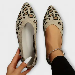 Pointed Flats with Leopard Print Design