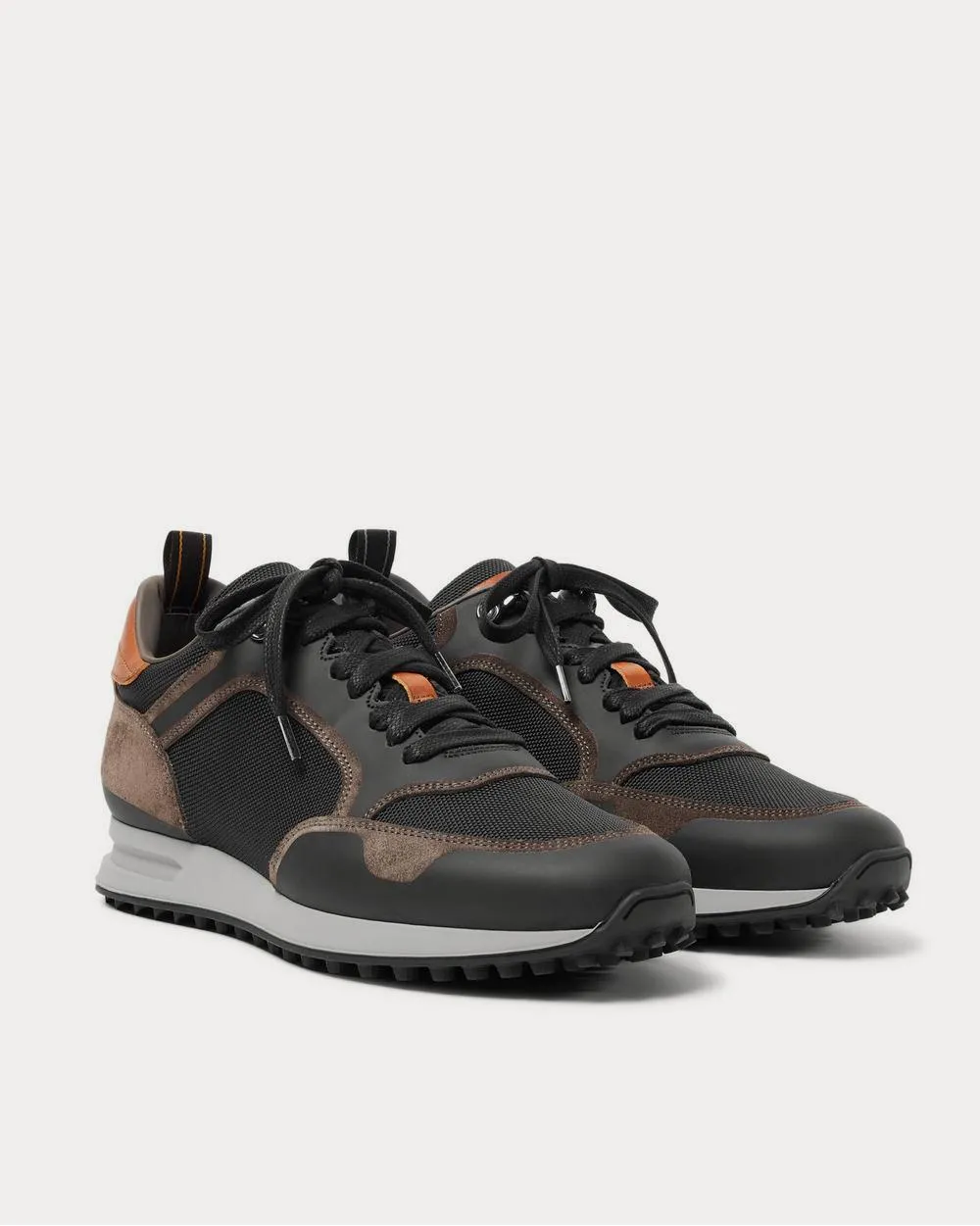 Radial Runner Leather and Suede-Trimmed Mesh  Black low top sneakers