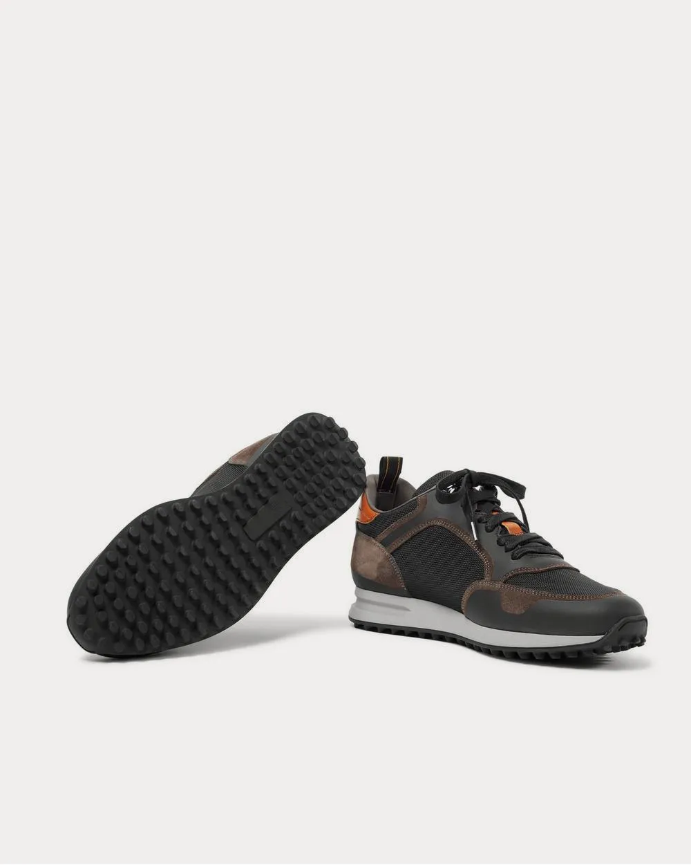 Radial Runner Leather and Suede-Trimmed Mesh  Black low top sneakers