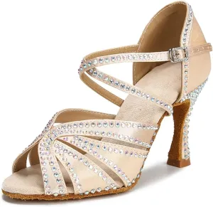 Rhinestone Party Sandals - Ballroom Tango/Salsa Wedding Shoes (9cm/3.54")