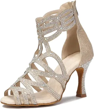 Silver Ballroom Boots - Salsa/Tango Sandals (9cm/3.54 inches)