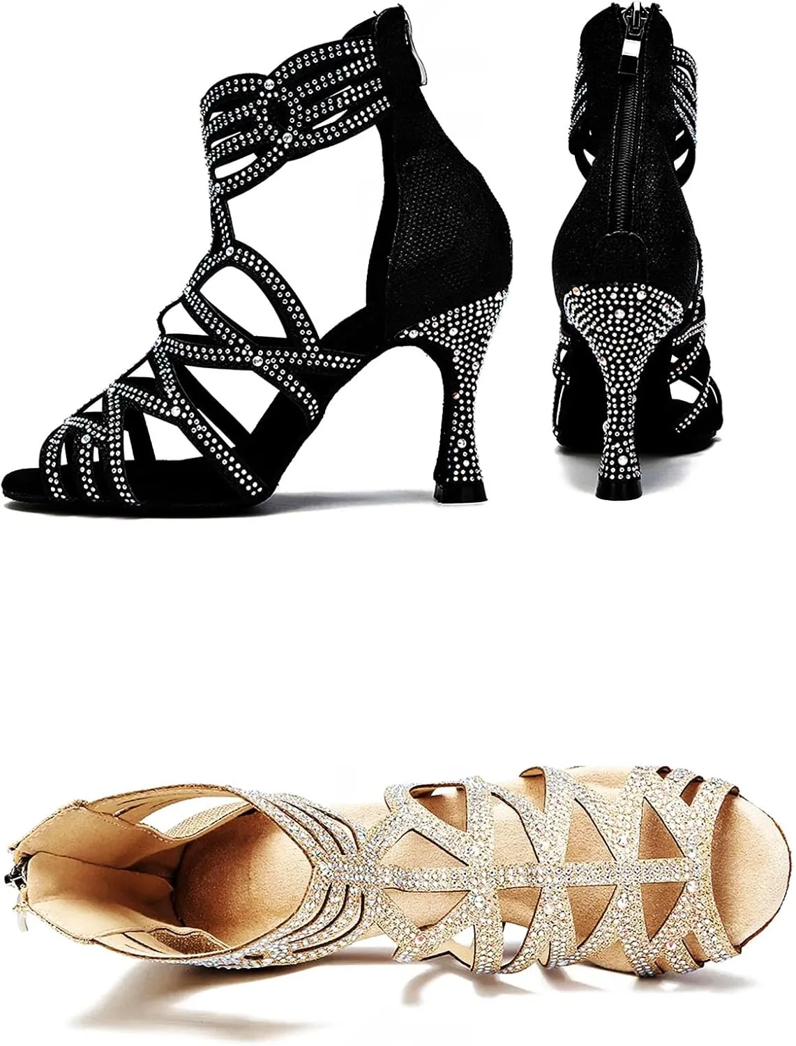 Silver Ballroom Boots - Salsa/Tango Sandals (9cm/3.54 inches)