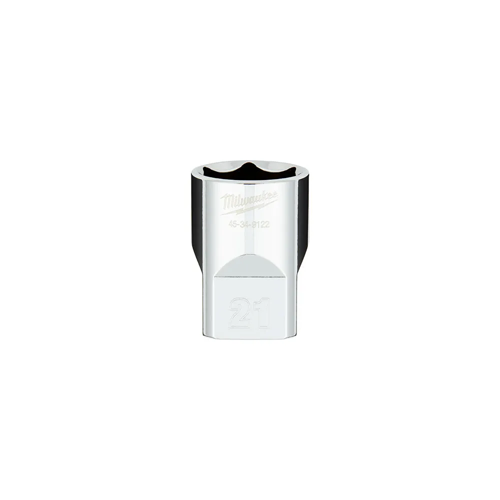 Socket - Milwaukee 1/2 in. Drive 21MM Metric 6-Point Socket with FOUR FLAT™ Sides, 45-34-9122