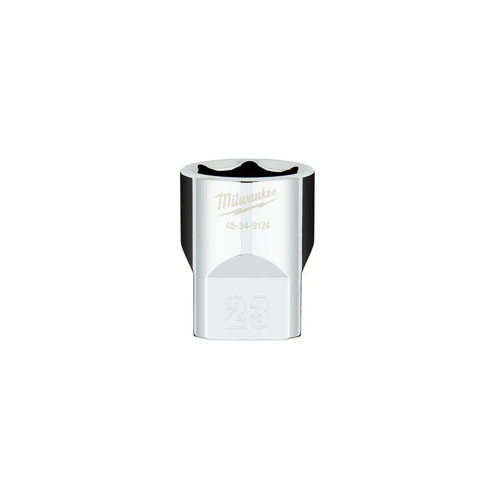Socket - Milwaukee 1/2 in. Drive 23MM Metric 6-Point Socket with FOUR FLAT™ Sides, 45-34-9124