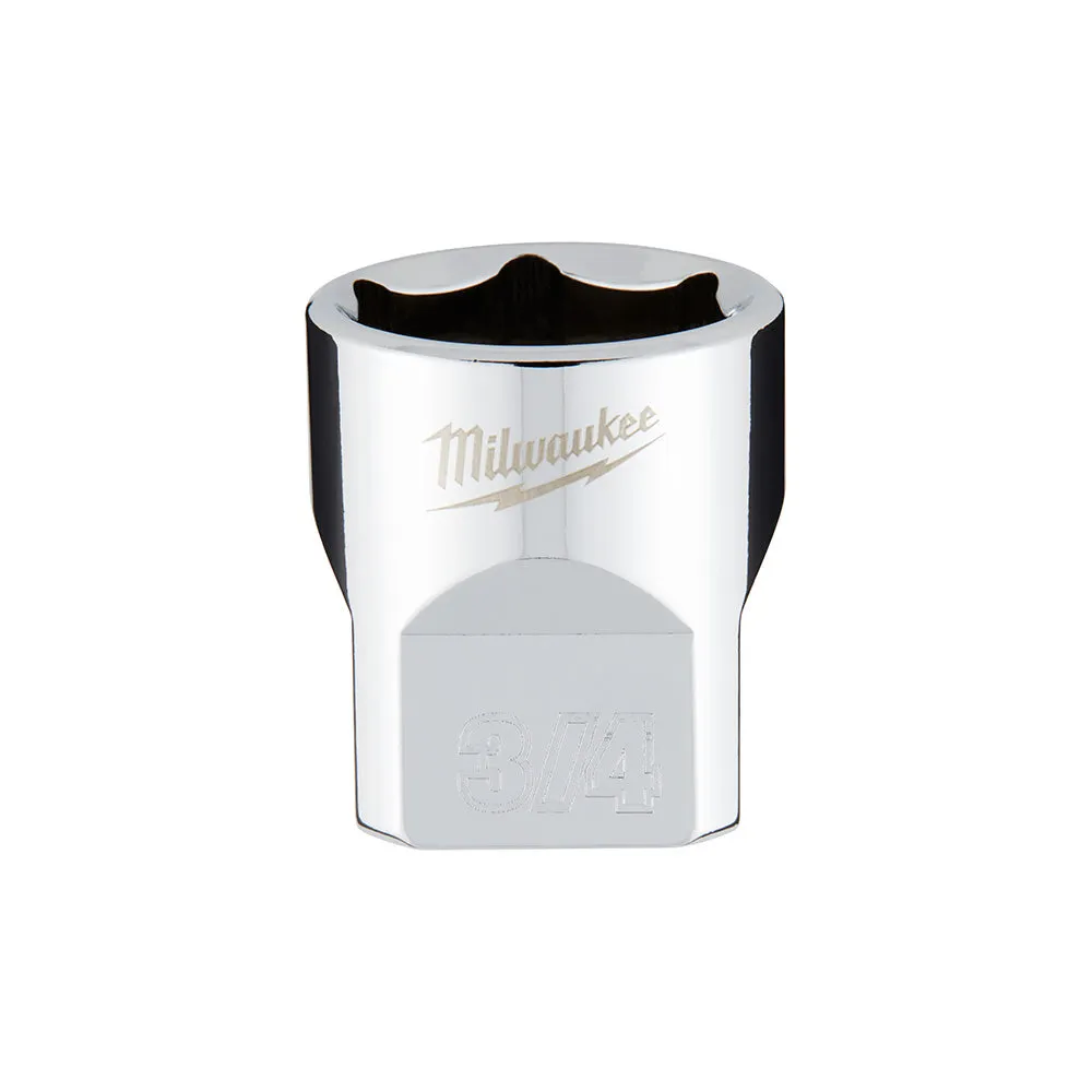 Socket - Milwaukee 3/8" Drive SAE Deep Socket with FOUR FLAT™ Sides, Various Sizes, 45-34-90