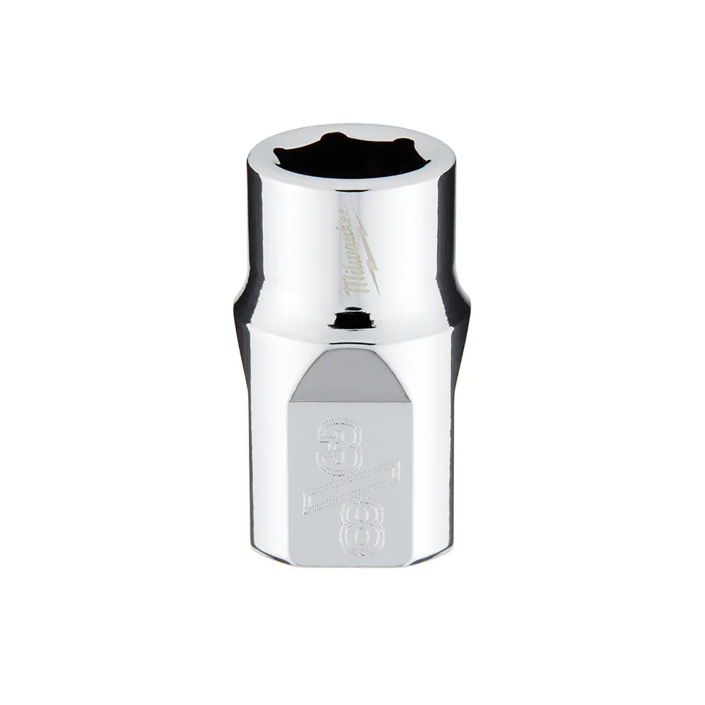 Socket - Milwaukee 3/8" Drive SAE Deep Socket with FOUR FLAT™ Sides, Various Sizes, 45-34-90