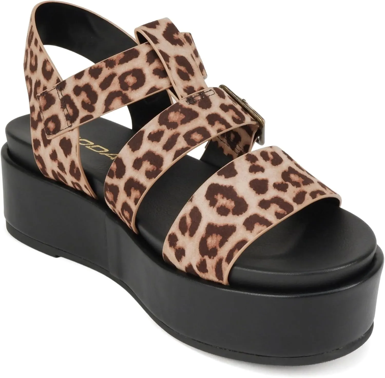 Soda STELLAR ~ Women Flatform Multi Strap Double Buckle Open Toe Ankle Strap Platform Wedge Sandals