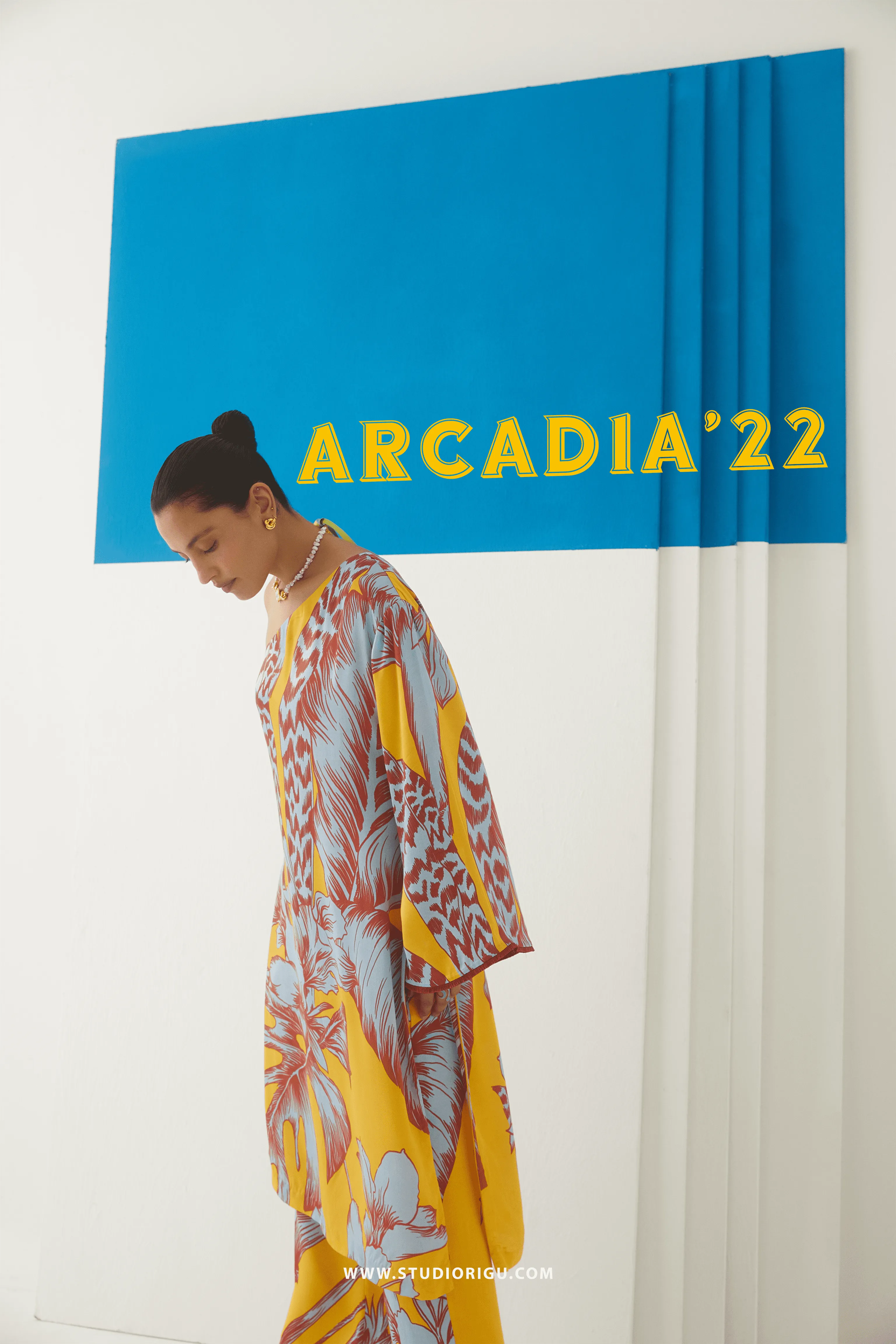 Studio Rigu Sofiyskaya Tropical One Shoulder Kurta With Trousers Side Zipper/ Bell Sleeves Vegan Silk Arcadia Collection