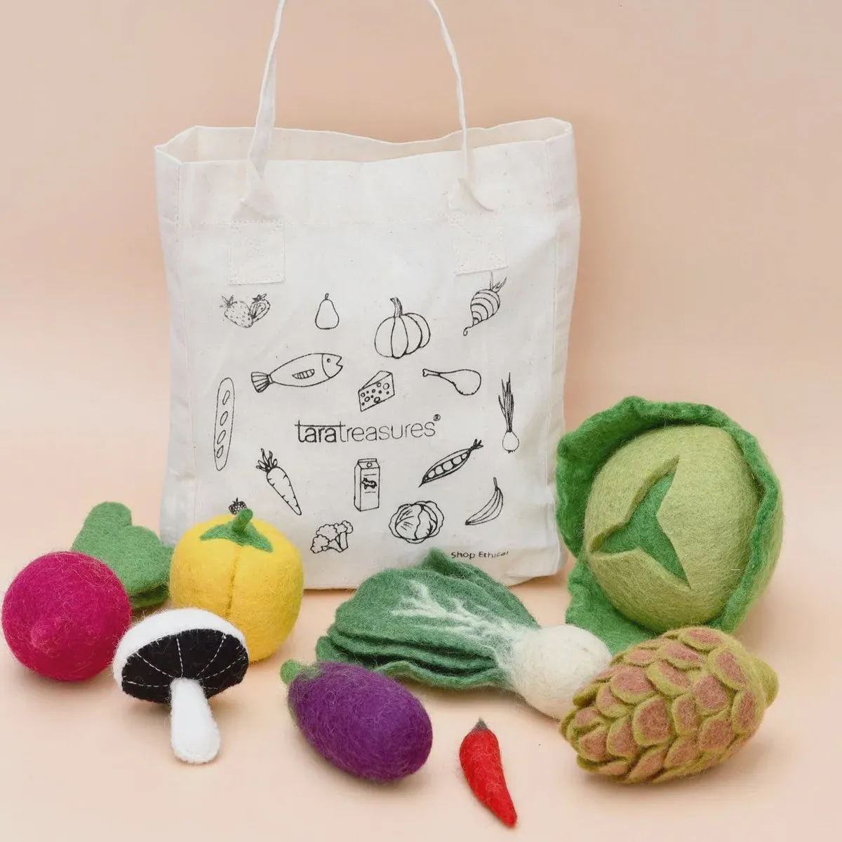 Tara Treasures Felt Food Groups Play Food - Vegetables