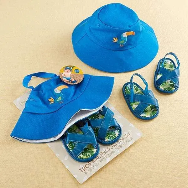 Tropical Beach Hat and Flip Flop Gift Set
