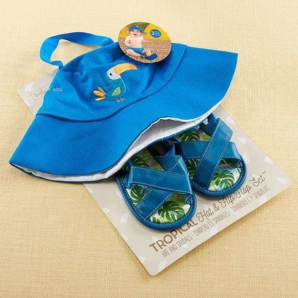Tropical Beach Hat and Flip Flop Gift Set