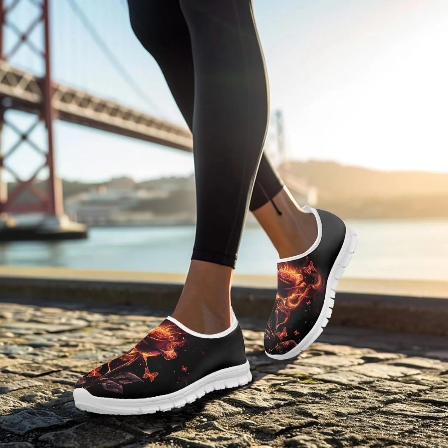 Women Walking Tennis Shoes Lightweight Slip On Sneakers Breathable Non Slip Gym Workout Shoes for Jogging Travel Size 5..5-11.5 White Sole