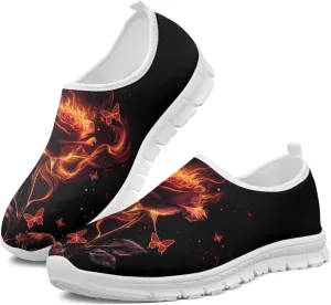 Women Walking Tennis Shoes Lightweight Slip On Sneakers Breathable Non Slip Gym Workout Shoes for Jogging Travel Size 5..5-11.5 White Sole
