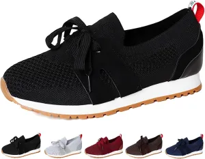 Women's Breathable Flying Woven Sneakers Orthopedic Slip on Go Walking Shoes Comfortable Non Slip Tennis Work Gym Running Memory Foam Arch Shoes