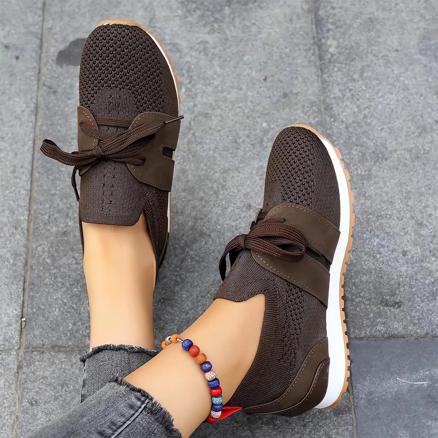 Women's Breathable Flying Woven Sneakers Orthopedic Slip on Go Walking Shoes Comfortable Non Slip Tennis Work Gym Running Memory Foam Arch Shoes