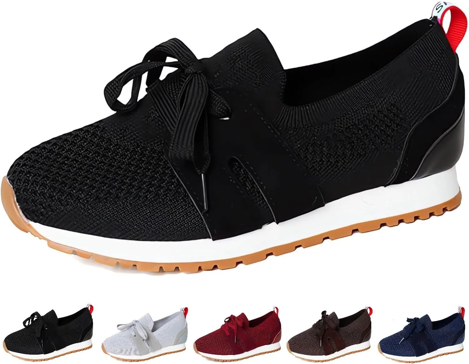 Women's Breathable Flying Woven Sneakers Orthopedic Slip on Go Walking Shoes Comfortable Non Slip Tennis Work Gym Running Memory Foam Arch Shoes