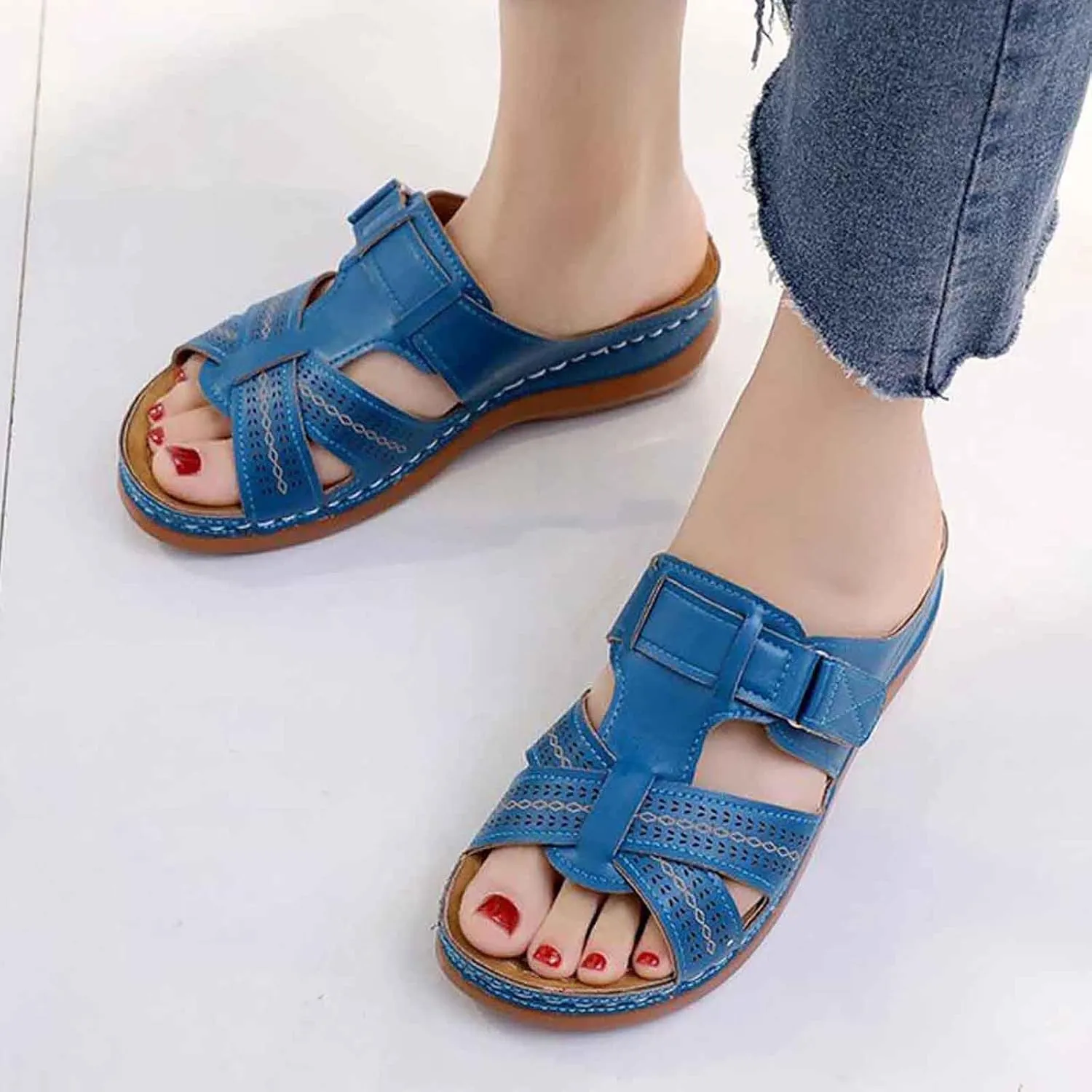 Womens Casual Slippers: Stylish Open Toe Sandals with Wedge Heel for Everyday Use, Outdoor Vacation, and Beach