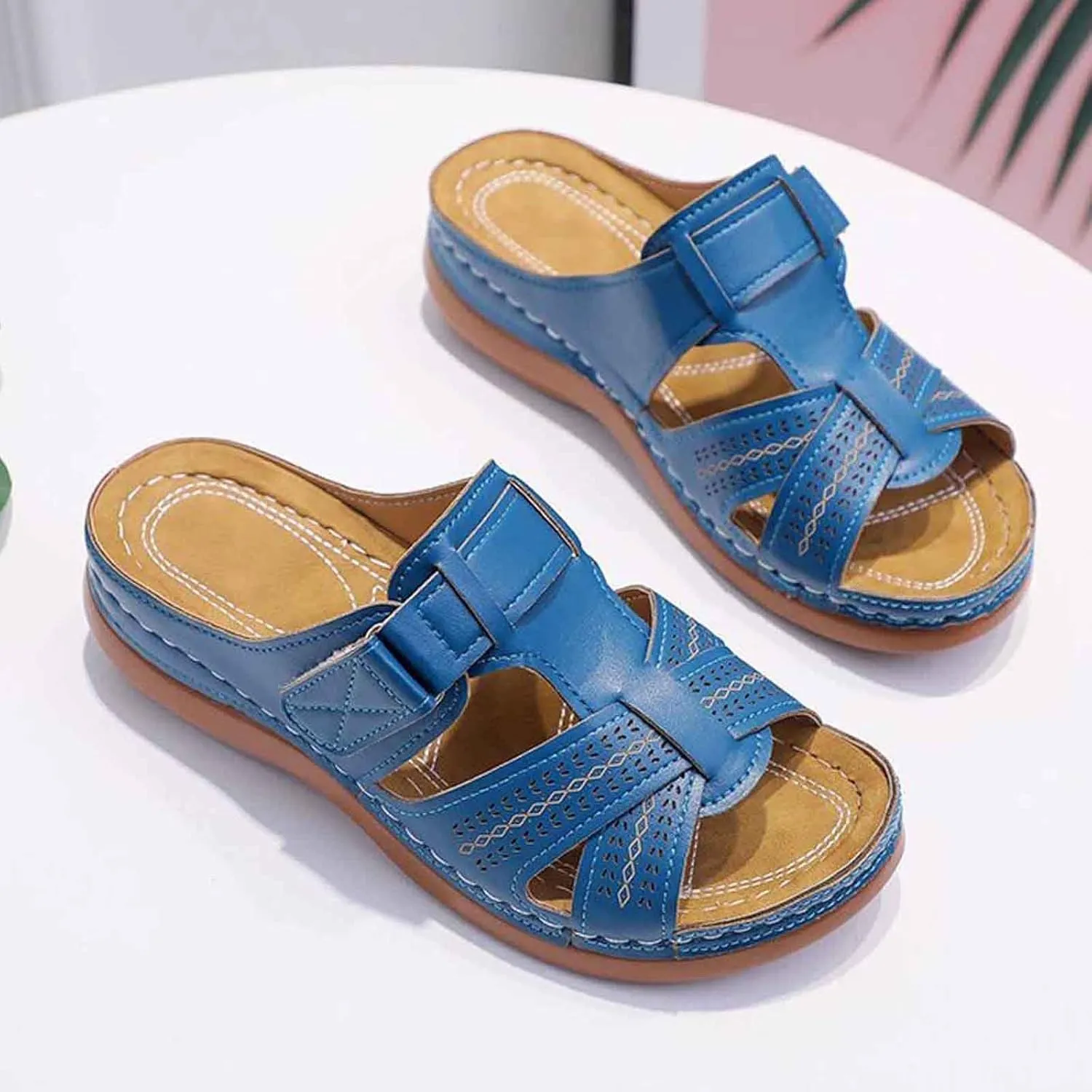 Womens Casual Slippers: Stylish Open Toe Sandals with Wedge Heel for Everyday Use, Outdoor Vacation, and Beach