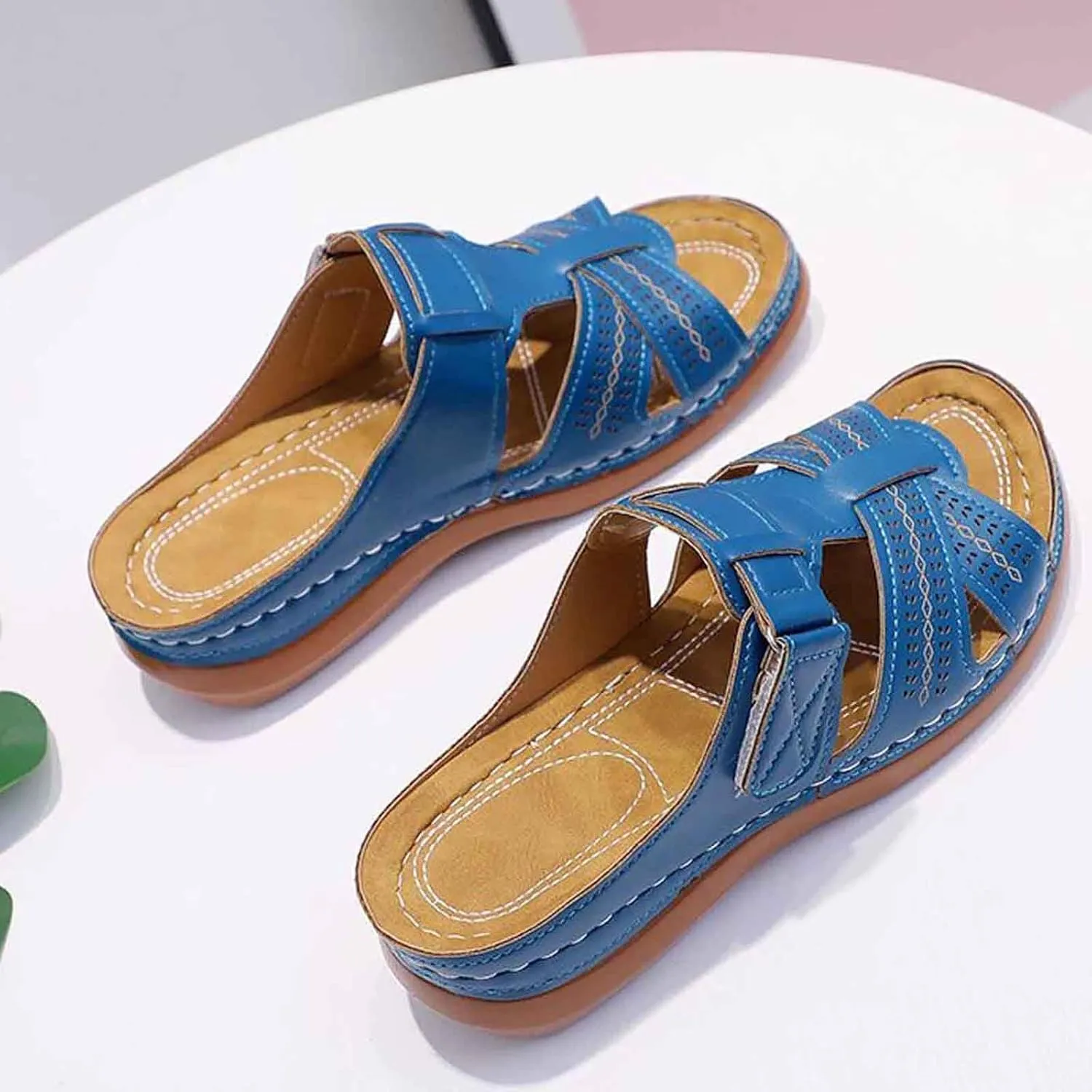 Womens Casual Slippers: Stylish Open Toe Sandals with Wedge Heel for Everyday Use, Outdoor Vacation, and Beach