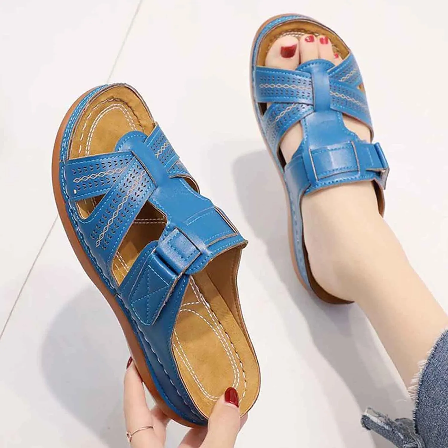 Womens Casual Slippers: Stylish Open Toe Sandals with Wedge Heel for Everyday Use, Outdoor Vacation, and Beach