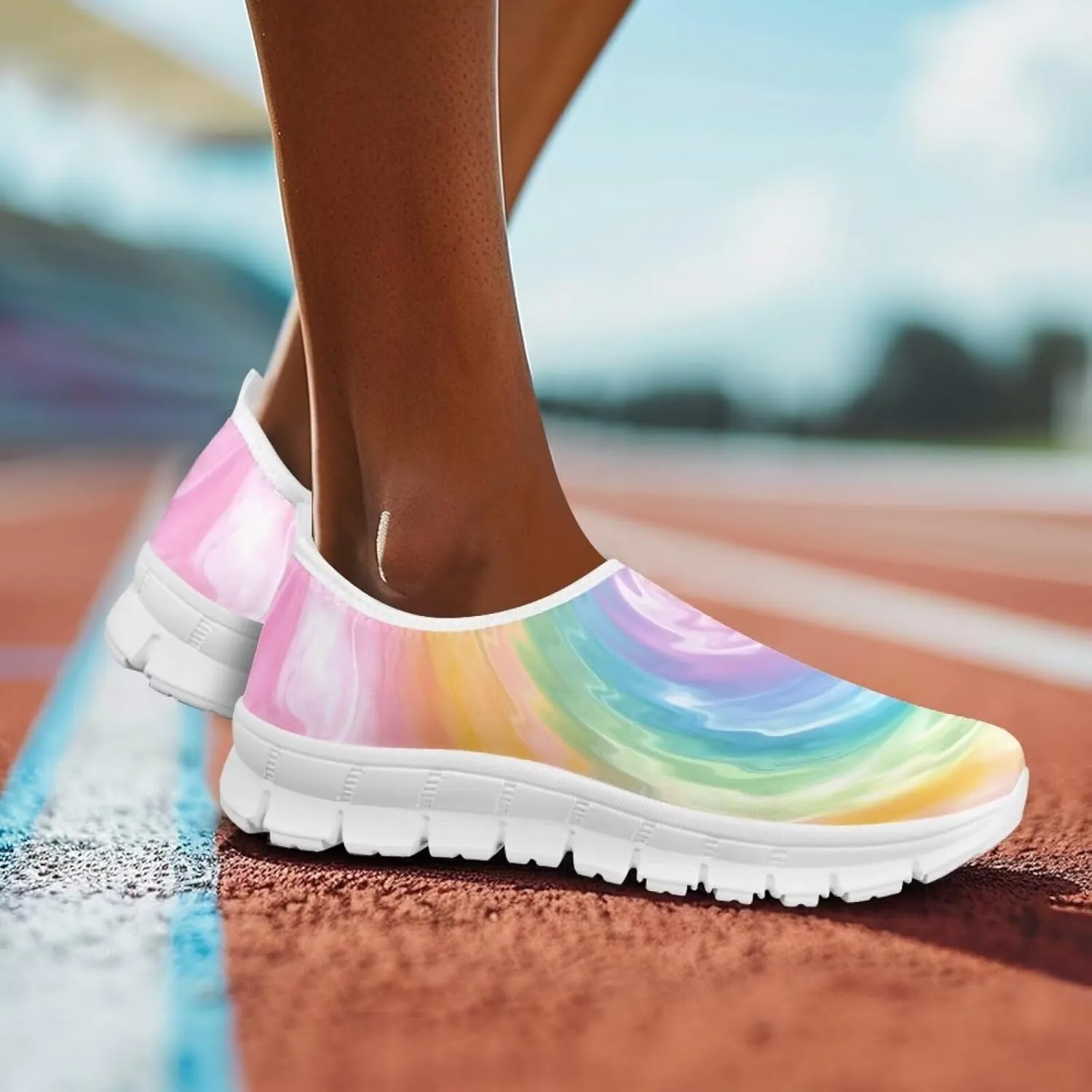 Womens Casual Sneakers Low Cut Non Slip Soft Breathable Lightweight Gym Exercise Walking Shoes