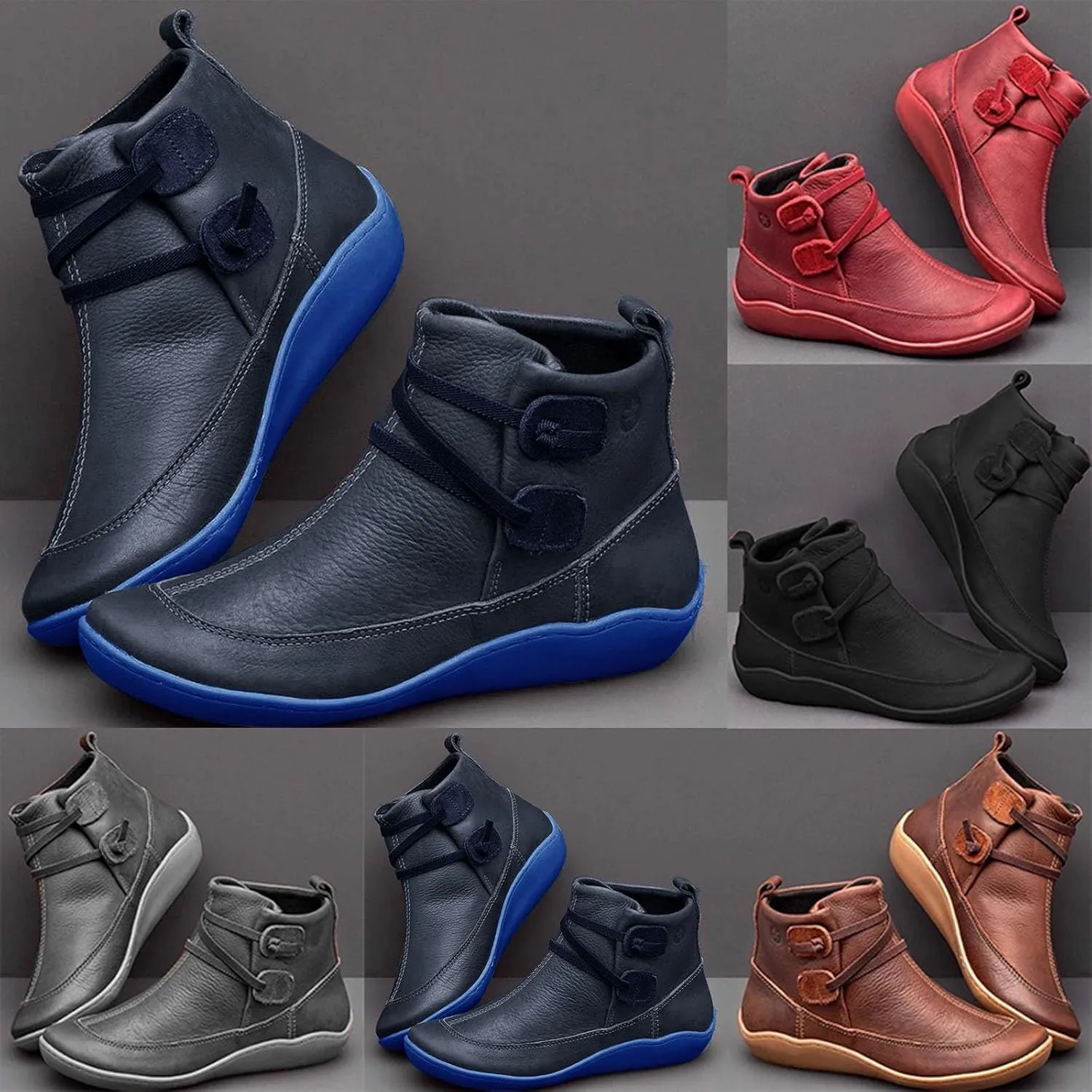 Womens Snow Boots Ankle Cowboy Booties Wide Width Womens Low Boots Ankle Steel Toe Shoes for Women Lightweight Breathable Pointed Toe Mid Heel Slip On