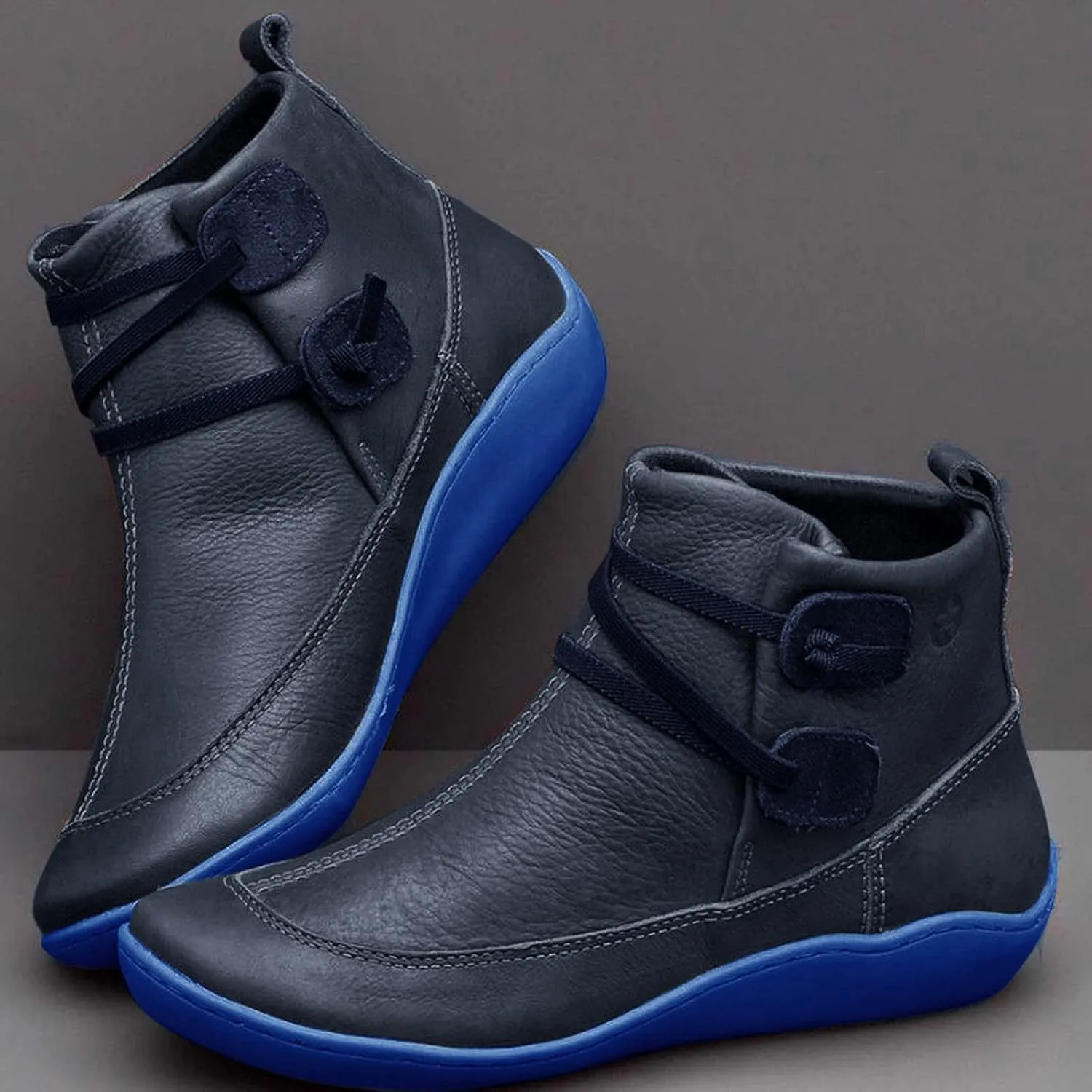 Womens Snow Boots Ankle Cowboy Booties Wide Width Womens Low Boots Ankle Steel Toe Shoes for Women Lightweight Breathable Pointed Toe Mid Heel Slip On